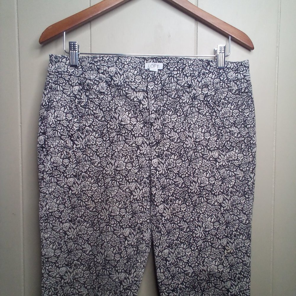 Ann Taylor Loft Pants 8 Cropped Zipper Pocket Ankle Floral - Picture 13 of 15